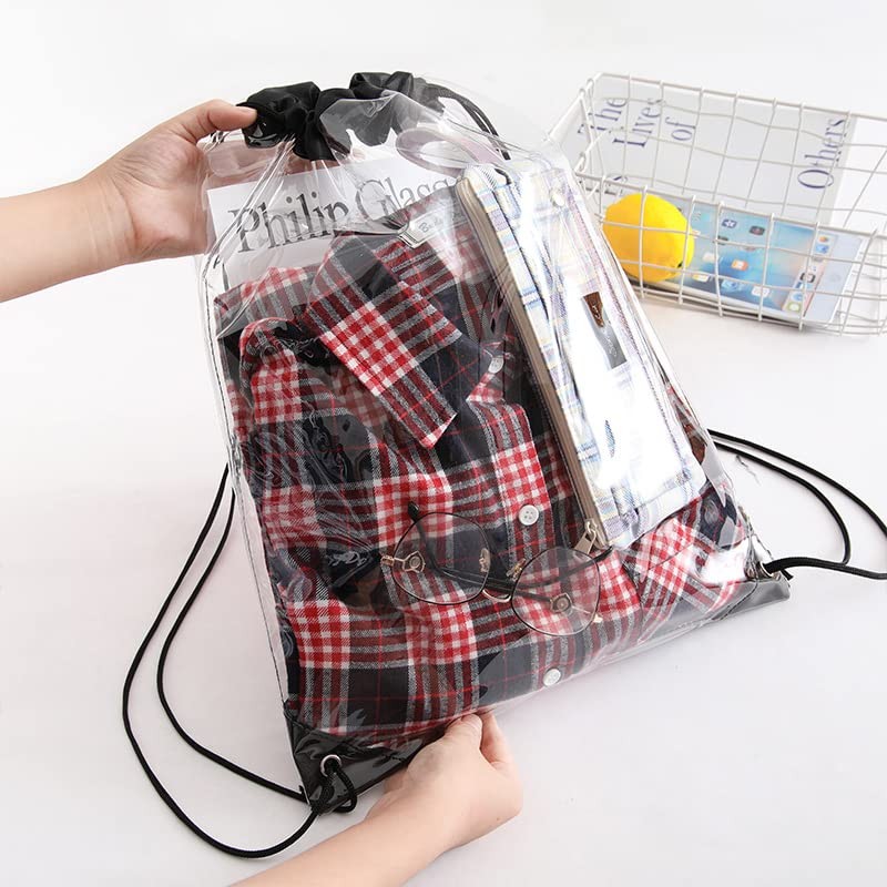 Fuugui Drawstring Backpack Pool Bag Transparent Fruit Storage Gym Bag