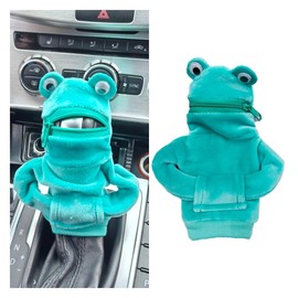 smilfuy Mini Frog Gear Stick Car Shifter Hoodie, Gear Shift Cover Funny Gearshift Sweater, Gear Shift Knob Hoodie Protector, Cute Gadgets Car Interior Accessories and Decorations (Green Frog)