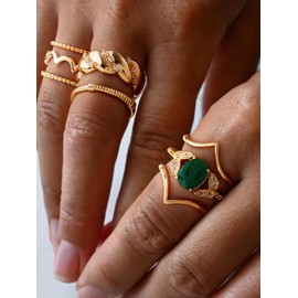 GNIRTSI Gold Twisted Ring for Women Dome Diamond Cubic Zirconia 14K Gold Plated Minimalist Stack 9MM Wide Chunky Band Finger Jewelry Size 7