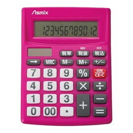 Asuka Calculator, Tax Calculator, C1256P, Pink, 12 Digits, Business, Work, Color