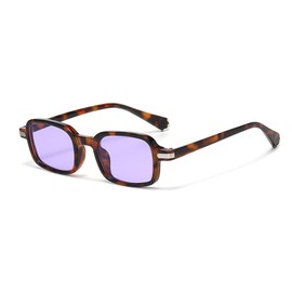 EJDHA Vintage Women Sunglasses Tortoiseshell Clear Lenses Rectangle Design Outdoor Sunglasses with UV Protection, Leopard/Purple, Unit size