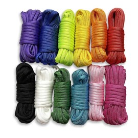 wowjimi 7 Core Paracord 12 Colors Set of 12 Pcs 0.2 inch (4 mm) Diameter 9.8 ft (3 m) Tarp Rope Guyline Tent Rope Outdoor Camping Multipurpose Rope Durable DIY Gardening
