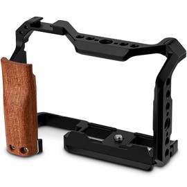 LEFTFOTO ZV-E10 II Upgrade Metal Cage for Sony Alpha ZV-E10 II Camera Protection Rig, Built-in Ergonomically Shaped Wooden Handle, Quick Release Plate for Arca for Vlog Video Recording