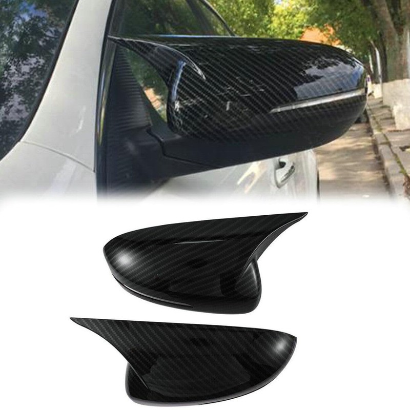 Carbon Fiber Rearview Side Mirror Cover Cap Housing Ox Horn