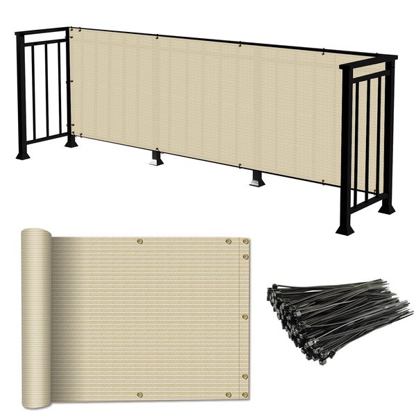 Coarbor 2.5'x16' Privacy Fence Screen Mesh for Balcony Outdoor Porch