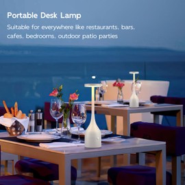Yogaret 2 Pack White Rechargeable Table Lamps Cordless,5000mAh Battery Operated LED Table Light for Outdoor Patio Restaurant Dining Dinner Home Table Top