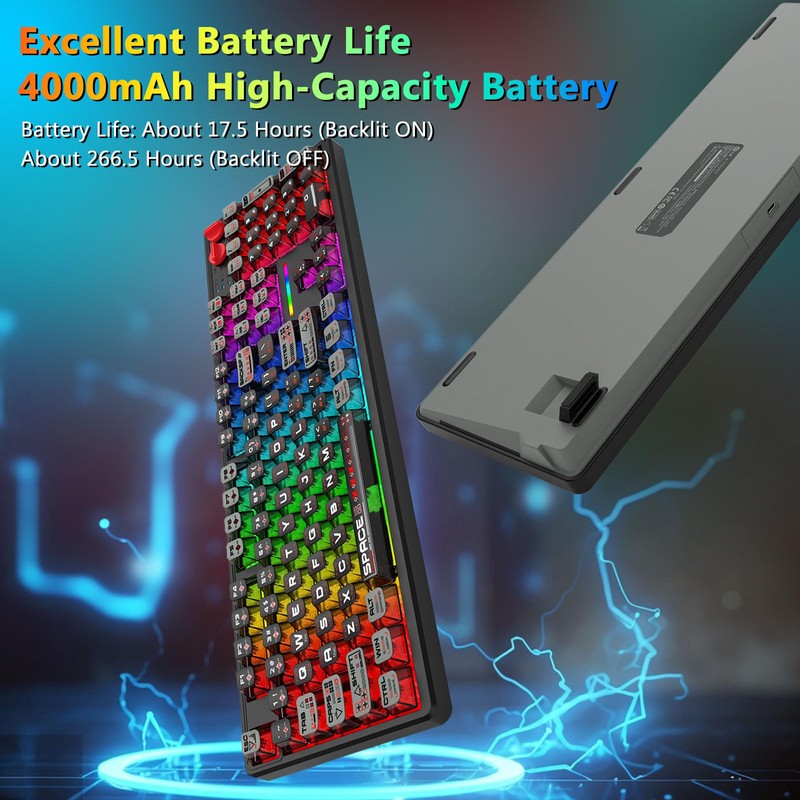 E-YOOSO Wireless Mechanical Keyboard Creamy, Bluetooth/2.4GHz/USB-C Wired, Hot Swappable Pre-Lubed