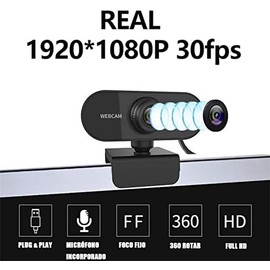 Camara Web 1080P HD, Webcam con Microfono, Camara para PC, PlugPlay