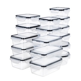 FOOYOO 32 Piece Food Storage Container with Lids (16 Containers + 16 Lids) - Plastic Food Containers with Lid, Airtight Leak Proof Snap Lock, BPA Free Storage Containers