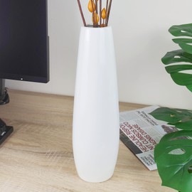 DJYY 12 Inch White Ceramic Vase, Tall Decorative Flower Vase for Pampas Grass, Modern Textured for Living Room,Home Decor,Table Centerpieces