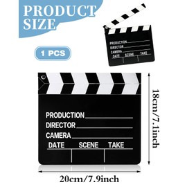 YUUSIKCO 1 x Filmklappe aus Pappe 20 x 20 cm, Regie-Klappe, Synchro-Klappe, Szenen-Klappe, Szenen-Notizen, löschbare Klappe, Film & TV, Shooting Requisiten