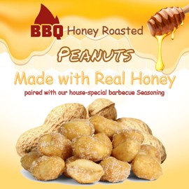 BBQ Honey Roasted Peanuts by It's Delish, 36 Oz Reusable Jumbo Container | Gourmet Peanut Nuts in Honey Sugar Coating and Barbecue Seasoning, Sweet & Savory Nut Snack - Vegan, Kosher Parve
