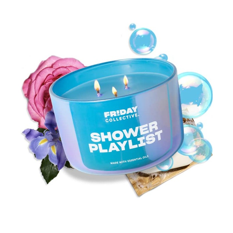 Friday Collective Shower Playlist Candle, Fresh & Clean Scented, Made