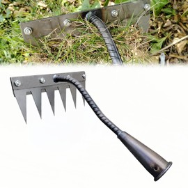 Garden Weeding Rake, Upgraded Detachable Weeder Puller Tool, Manganese Steel Iron Weeding Rakes for Weeding, Yard, Farm... (6 Tines)