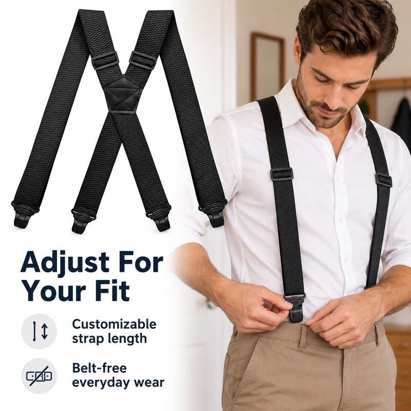 Heavy Duty Suspenders for Men – Adjustable 1.5-Inch Wide Elastic