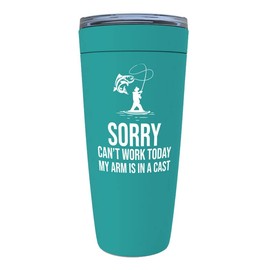 Fishing Lovers Mint Edition Viking Tumbler 20oz - Can't Work Today My Arm Is In A Cast - Fisherman Fisher Boyfriend Lure Outdoorsmen Bass Pro Boat Lake Lovers Rod