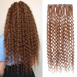 Ajsowju Curly Dreadlocks Clip in Dreadlock Extension 5PCS 20 Strands Clip in Wavy Dreadlock 24inches Thin Soft Dread Extenisons for Women (30#,Curly)