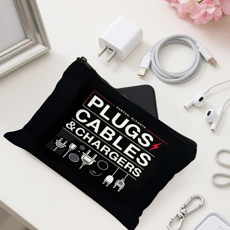 Travel Charger Cable Organizer Bag with Zipper for Men Women