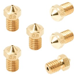 3D FREUNDE J-head E3D V5/V6 Bowden RepRap Extruder Hotend Nozzle Brass for 1.75 mm Filament 3D Printer Nozzle M6 (6 x 0.8 mm) Set of 6