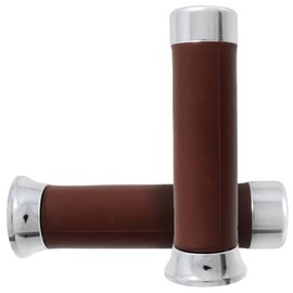 cyclingcolors Manopole moto 130 mm diametro 24 mm in gomma per manubrio compatibile con Vespa PX, marrone