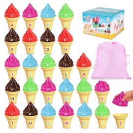 Ice Cream Preschool Alphabet Match Learning Toys,Color Sorting Matching Letter Game for Toddlers,Kindergarten Learning Activities Stacking Montessori Fine Motor Skills Toys for Toddler Kids