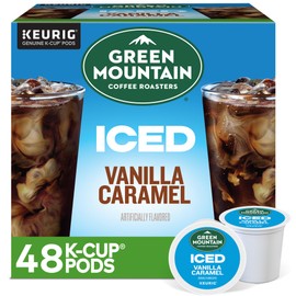 Green Mountain Coffee Roasters ICED Vanilla Caramel, Single Serve Keurig K-Cup Pods, Flavored Iced Coffee, 48 Count