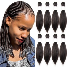 KAVSORAPI Light Brown Braiding Hair 12 Inch Pre Stretched Color 4 Short Straight Crochet Braids Yaki Texture Synthetic Hair 8 Packs (4#/Light Brown)