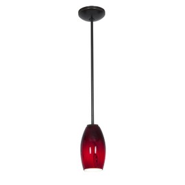 Merlot - E26 LED Rod Pendant - Oil Rubbed Bronze Finish - Red Sky Glass Shade