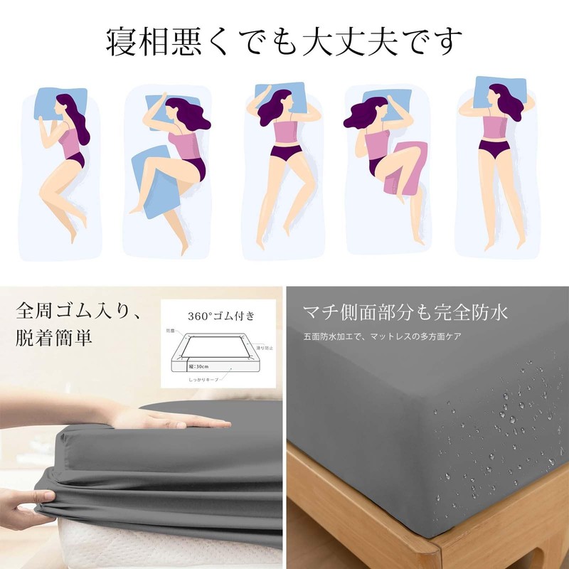 Vallein Waterproof Sheets, 100% Cotton, Side Waterproof, Single Box, Fully