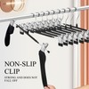 14 Inch Heavy Duty Pants Skirt Hangers with Clips, Black,