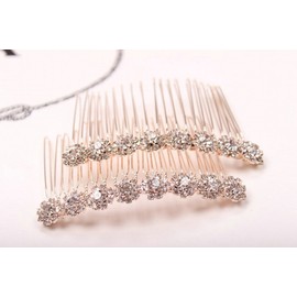 Letshopping® High-grade Alloy Diamond Tiara Comb Hair Accessories Hair Fork(2pc) Rose gold