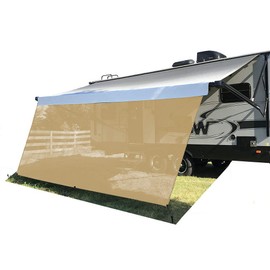 Tentproinc RV Awning Sun Shade Screen 8' X 12' 3'' (fit for 13' Awning) Mesh Sunshade for RV Awning Sunscreen Motorhome Camping Trailer Awning Shadescreen Block UV Glare - 3 Year Warranty (Beige)