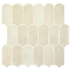 Vamos Tile Upgraded Thicker Design Peel and Stick Backsplash Tile, 10-Sheet Pinkish Beige Marble with Beige Grout Self Adhesive Vinyl Wall Tiles, Stick on Backsplash for Kitchen, Bathroom,RV,Pantry