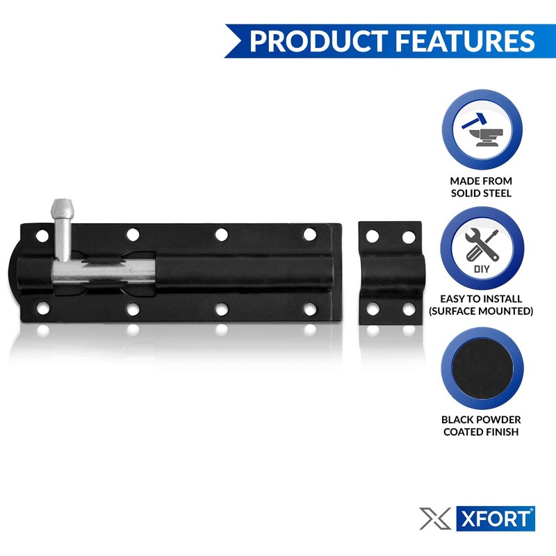 XFORT® 2 Pack Heavy Duty Tower Lock Black 200mm (8"),