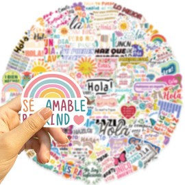 100 Pcs Spain Inspirational Stickers for Girls Boys AdultsTeens,Inspirational English Stickers for Skateboard,Laptop,Water Bottles,Bicycle,Computer,Waterproof Vinyl for Wall,Graffiti Stickers Pack