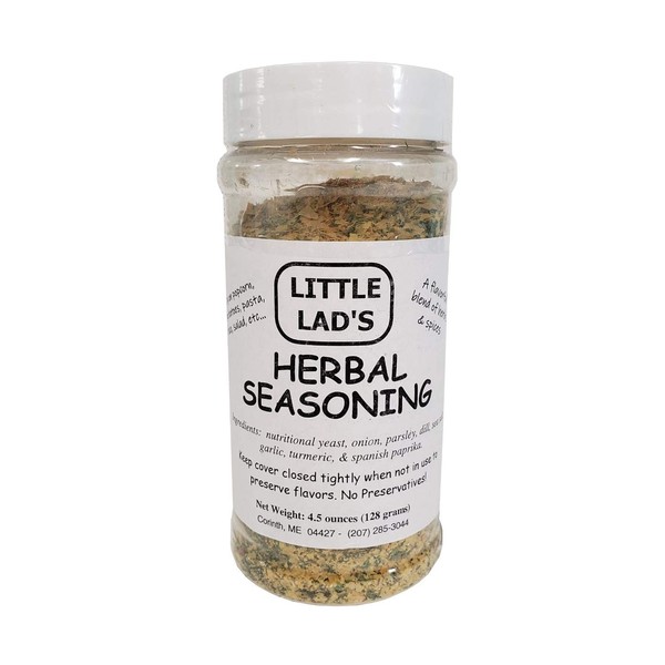 Little Lads Herbal Seasoning, 4.5 ounce, Great for Popcorn, NON GMO, Gluten Free, No Preservatives, Made in Maine