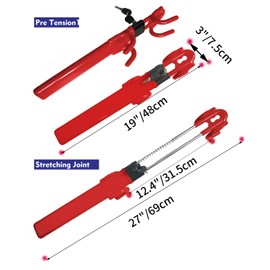 Dodomes Steering Wheel Lock Anti-Theft Heavy Duty Secure Car Device, Adjustable Length Clamp Double Hook Locks Universal Fit (Red)