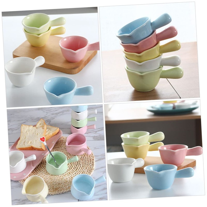 Gatuida 5pcs Ceramic Milk Pitcher Coffee and Sauce Cups with