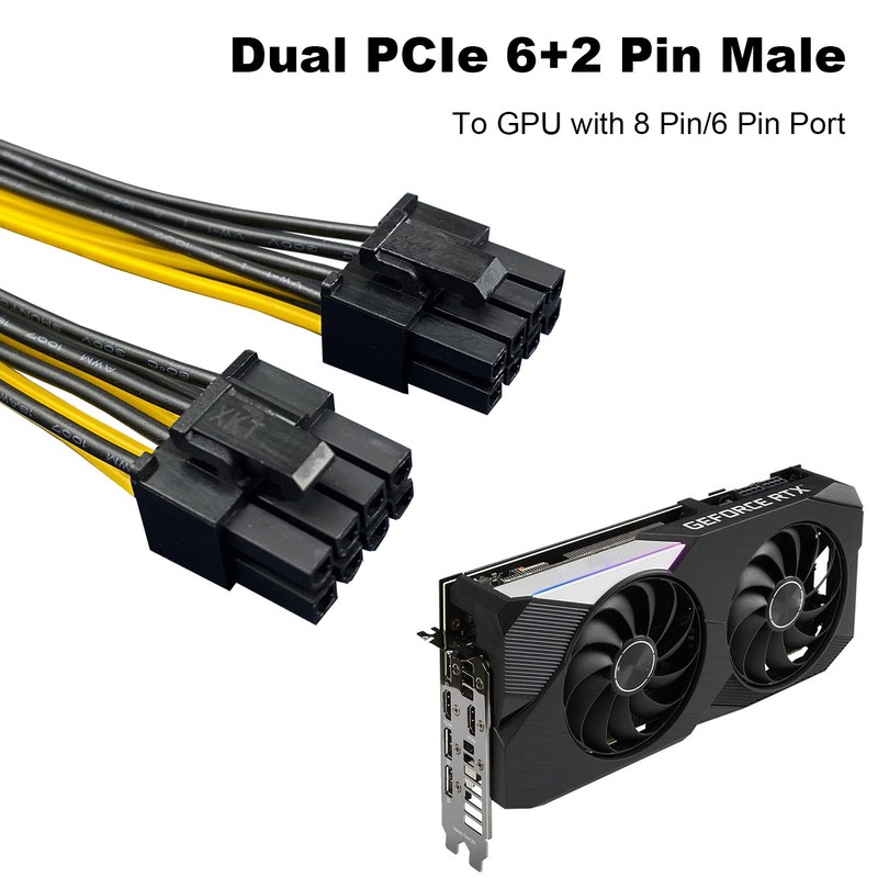 Amangny PCIe 8 Pin Female to Dual 8 Pin (6+2)