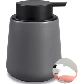 BosilunLife Grey Foam Dispenser - Modern Ceramic Soap Dispenser Bathroom 12 oz Bottles Hand Pump Dish Foam Dispenser for Kitchen Hand Wash