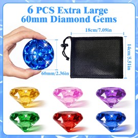 6 Pcs Extra Large Diving Gem Pool Toys for Kids 60MM Big Acrylic Diamonds