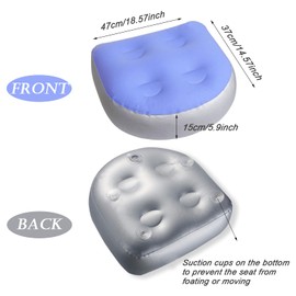 SEFIRST Inflatable Booster Seat, Soft Comfort Spa Seat Cushion, Car Seat Cushion for Hot Tubs, Inflatable Bath Cushion, Non-Slip Mat Seats, Relaxing Back Pad (Blue)