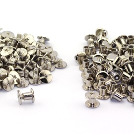 LQ Industrial 120sets Chicago Screw Cross Head Phillips Drive Binding Screws Rivet Book Binding DIY Leather Craft Assembly Bolt 5x6mm Silver