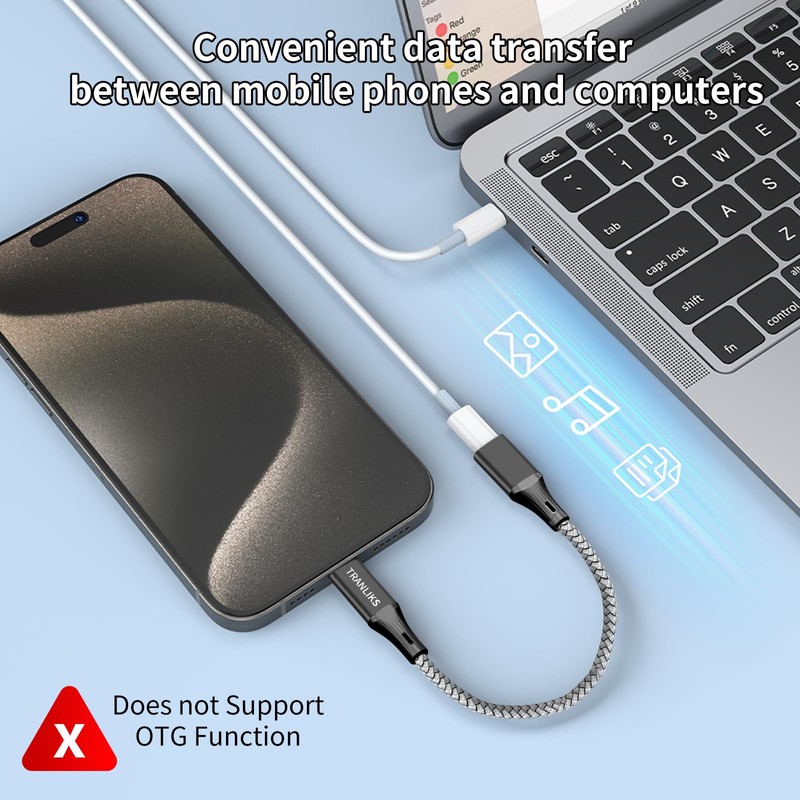 TRANLIKS USB C to Lightning Female Adapters 60W PD Fast
