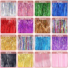 AMGPT 48 Inch Glitter Hair Tinsel Extensions Kit (16 Colors, 4800 Strands) With Tools - Heat Resistant Fairy Hair Accessories for Women, Girls, Kids