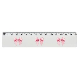 'Pink Bow' 15cm (6 Inch) White Plastic Ruler (RL00090989)