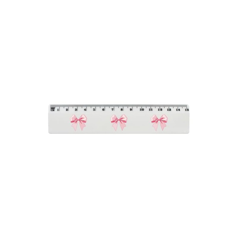 'Pink Bow' 15cm (6 Inch) White Plastic Ruler (RL00090989)
