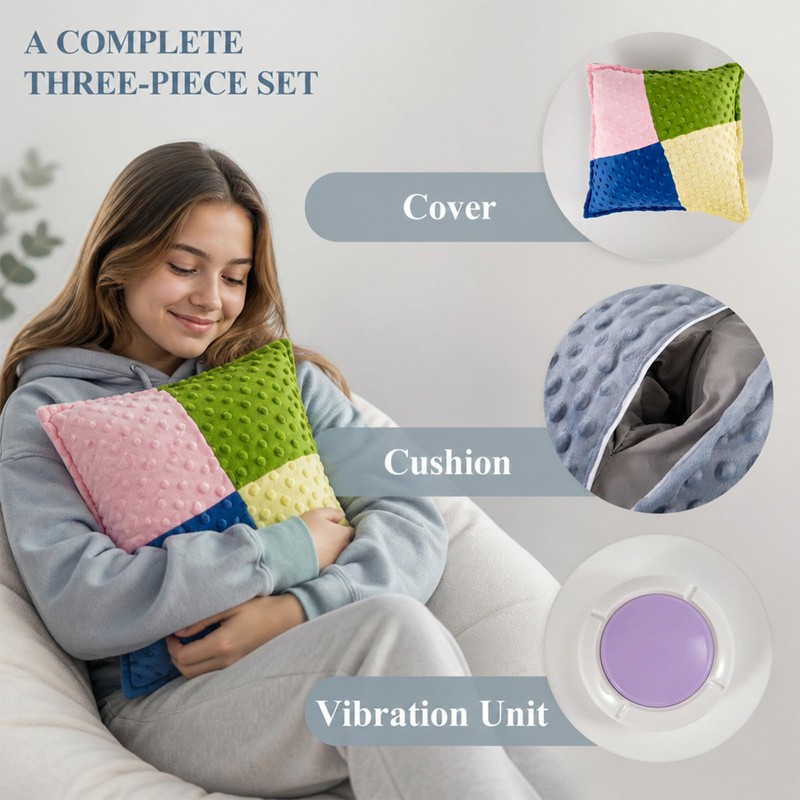 Vibrating Sensory Pillow,Soft Calming Pillow for Autism Anxiety