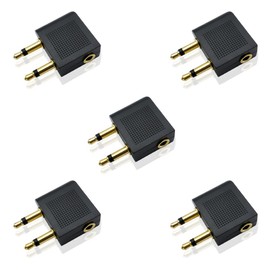 iYueMps Airline Airplane Flight Adapters for Headphones Earphones Conversion Plug Adapter 3.5mm Aircraft Audio Sockets(Golden Plated,5pcs)