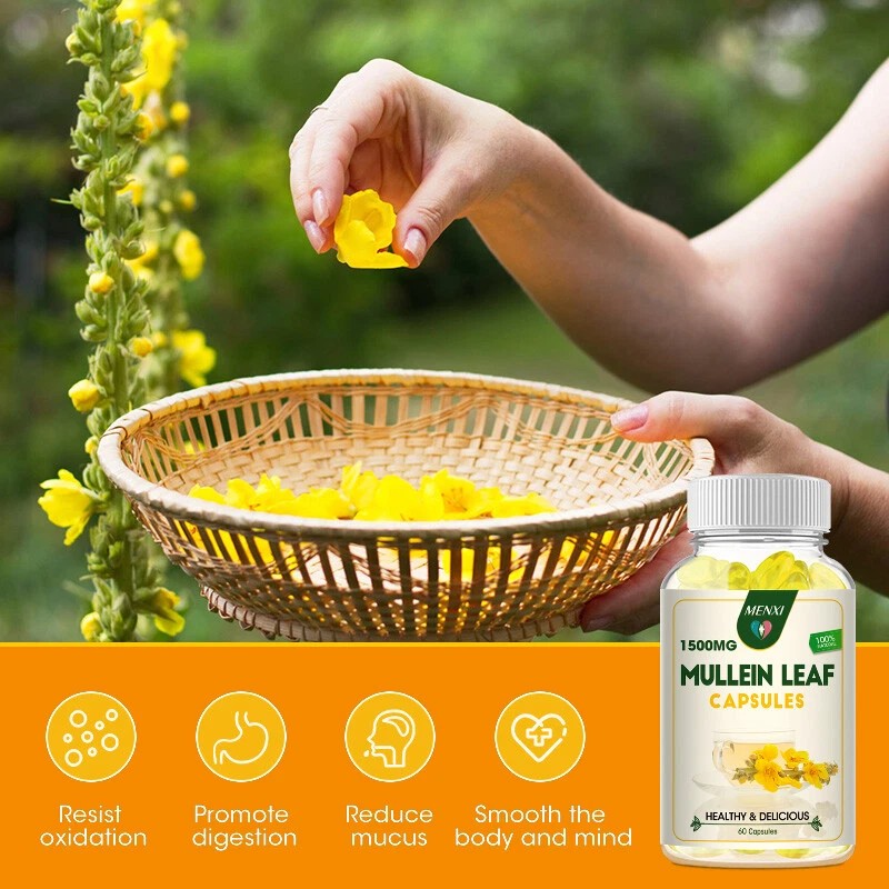 3 Bottles Mullein Leaf Capsules Lung Cleanse Detox Herbal Dietary